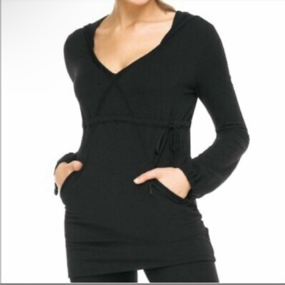 Spanx Active Cinch It Black Pullover Hoodie